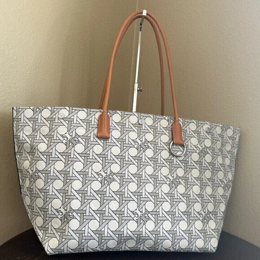 New Tory Burch basketweave Print tote bag